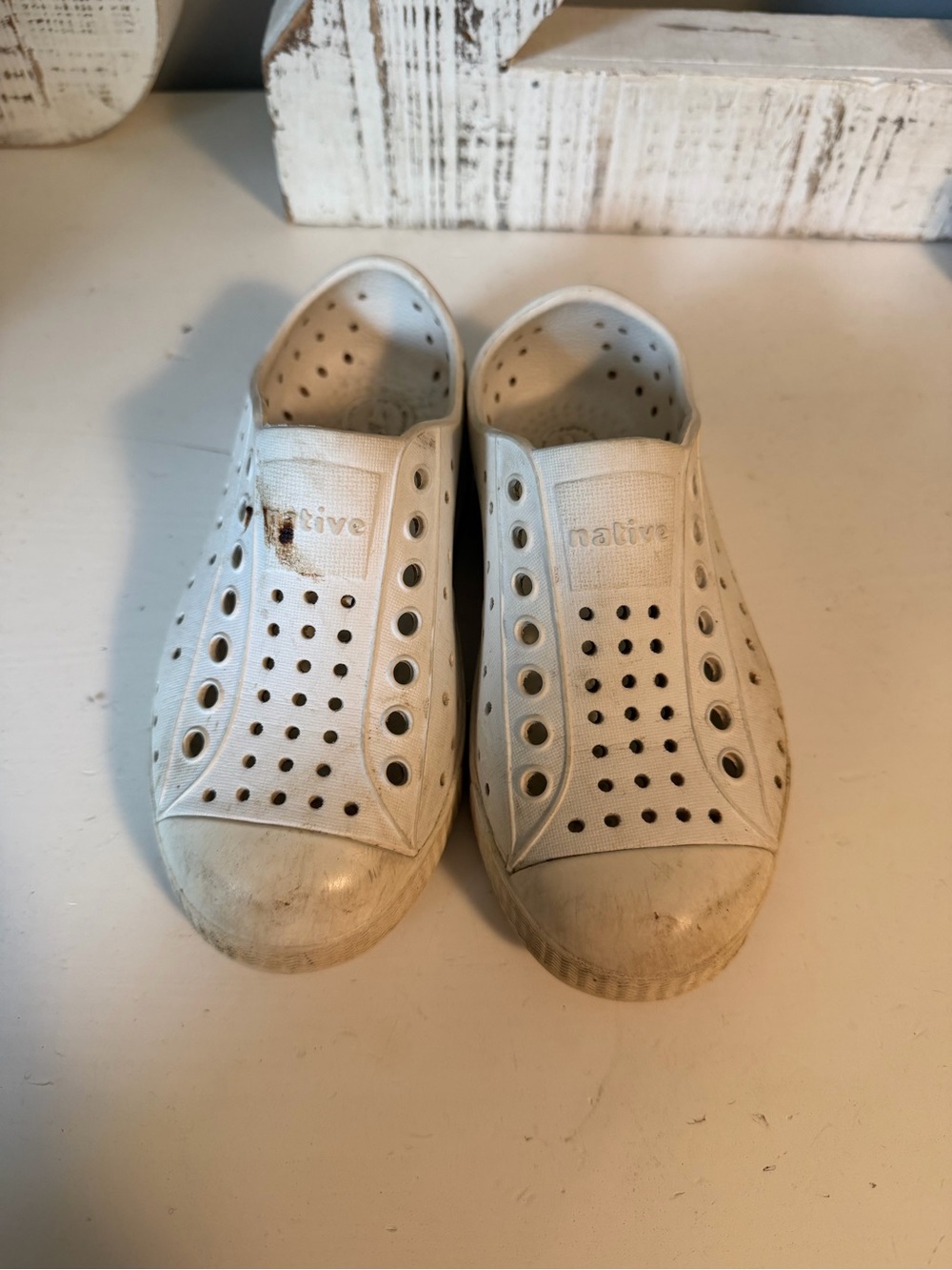 Native Kids White  Slip-On Shoes